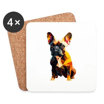 Français Bulldog Frenchie Französische Bulldogge - Dessous de verre (lot de 4) - blanc - Devant