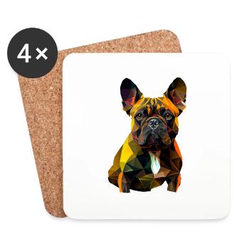 Français Bulldog Frenchie Französische Bulldogge - Dessous de verre (lot de 4) - blanc - Devant