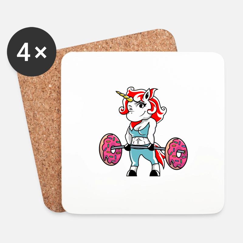 Einhorn Kreuzheben - Untersetzer (4er-Set) - Weiß