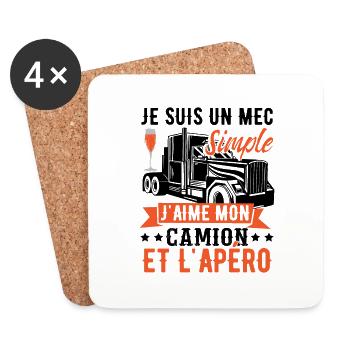Camion Humour Routier - Dessous de verre (lot de 4) - blanc - Devant