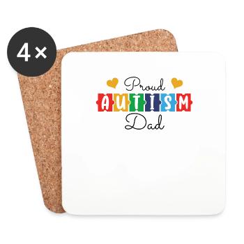 Autism Awareness Proud Autism Daddy - Coasters (set of 4) - white - Front