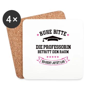 Professorin Uni Uniprofessorin Dozentin Frau Prof - Untersetzer (4er-Set) - Weiß - Vorne