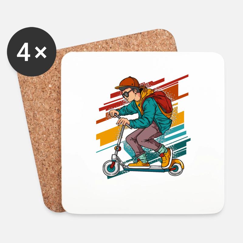 Stunt Scooter - Vintage - Untersetzer (4er-Set) - Weiß