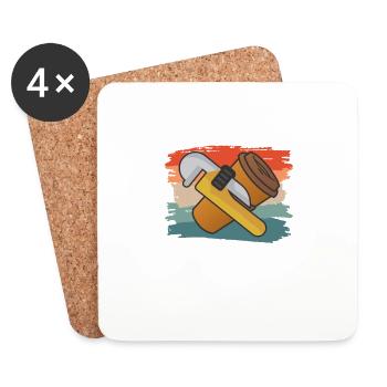 Plumber Coffee Is My Preferred Reinforcer Plumbing - Coasters (set of 4) - white - Front