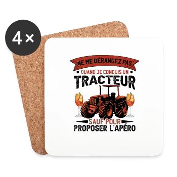 Tractoriste Paysan Humour Fermier Tracteur - Dessous de verre (lot de 4) - blanc - Devant