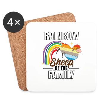 Moutons arc-en-ciel de la famille - Dessous de verre (lot de 4) - blanc - Devant