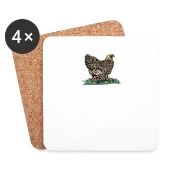 Brahma Hühner I Chicken Geflügel Motiv für - Untersetzer (4er-Set) - Weiß - Vorne