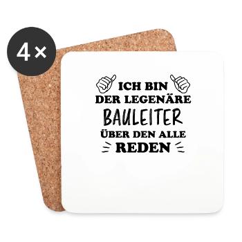 Bauleiter Job Spruch Baustelle Bauleiter Geschenk - Untersetzer (4er-Set) - Weiß - Vorne