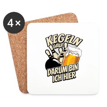Kegeln & Bier - darum bin ich hier - Kegelbahn - Untersetzer (4er-Set) - Weiß - Vorne