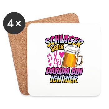 Schlager & Bier - darum bin ich hier - Musik - Untersetzer (4er-Set) - Weiß - Vorne
