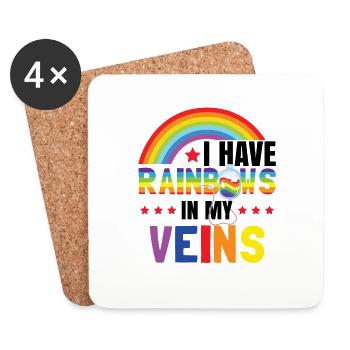 Rainbows In My Veins | LGBT | Gay Pride - Coasters (set of 4) - white - Front