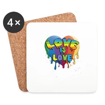 LGBT Liebe Schwul - Untersetzer (4er-Set) - Weiß - Vorne