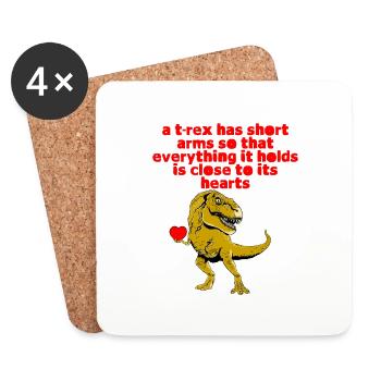 A TRex Has Short Arms Everything Is Close 4 - Untersetzer (4er-Set) - Weiß - Vorne