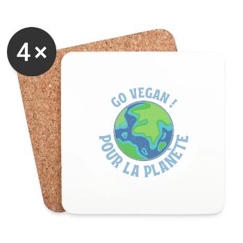 Go Vegan, pour la planète - Dessous de verre (lot de 4) - blanc - Devant