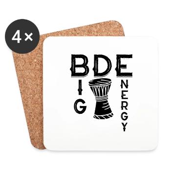 Big Djembe Energy Drums Percussion Djembe Player - Dessous de verre (lot de 4) - blanc - Devant