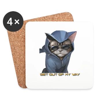 Coole angry Katze - Geh mir aus dem Weg! - Untersetzer (4er-Set) - Weiß - Vorne