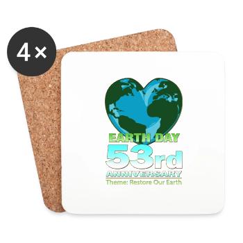 Hommes Femmes Jour de la Terre 2023 Sensibilisation - Dessous de verre (lot de 4) - blanc - Devant