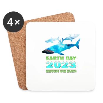 Restaurer notre Terre : thème du Jour de la Terre 2023 - Dessous de verre (lot de 4) - blanc - Devant