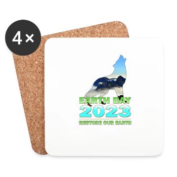 Jour de la Terre 2023 Restaurer notre Terre - Dessous de verre (lot de 4) - blanc - Devant