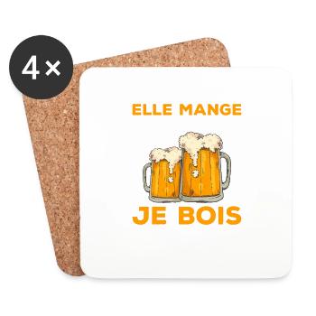 Elle Mange Pour Deux Je Bois Four Trois - Dessous de verre (lot de 4) - blanc - Devant