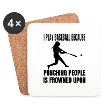Joueurs de baseball Équipe de baseball Joueurs de baseball Joueurs de baseball - Dessous de verre (lot de 4) - blanc - Devant