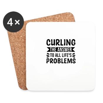 Curling Die Antwort auf alle Lebensprobleme - Untersetzer (4er-Set) - Weiß - Vorne