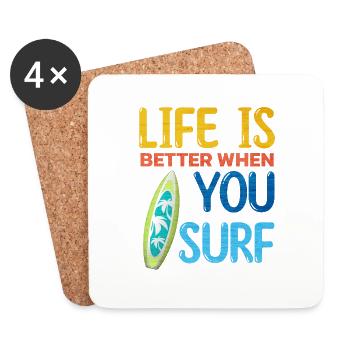 Surfing Life Is Better When U Surf Funny Surfer - Coasters (set of 4) - white - Front