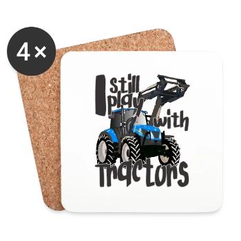 Je joue toujours avec des tracteurs bleus cool - Dessous de verre (lot de 4) - blanc - Devant