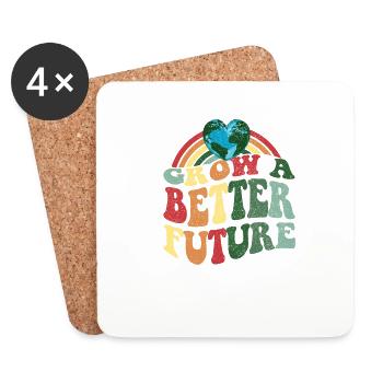 Cultivons un avenir meilleur - Célébration du Jour de la Terre - Dessous de verre (lot de 4) - blanc - Devant