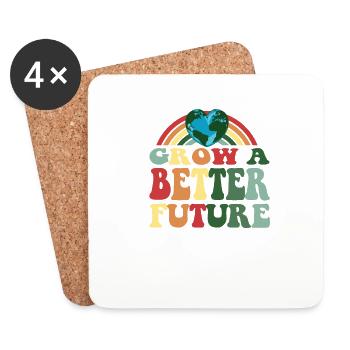 Le design vintage du Jour de la Terre Cultivez un avenir meilleur - Dessous de verre (lot de 4) - blanc - Devant