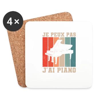 Je Peux Pas J'ai Piano - Dessous de verre (lot de 4) - blanc - Devant