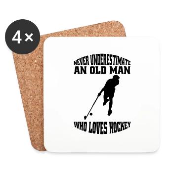 Hockey Cadeau Floorball Joueur de hockey Hockey sur gazon - Dessous de verre (lot de 4) - blanc - Devant