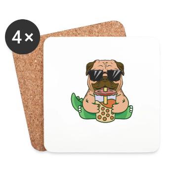 Gift - cool pug with sunglasses - Coasters (set of 4) - white - Front