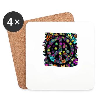 Hippie Festival Love Vintage Peace Sign - Dessous de verre (lot de 4) - blanc - Devant