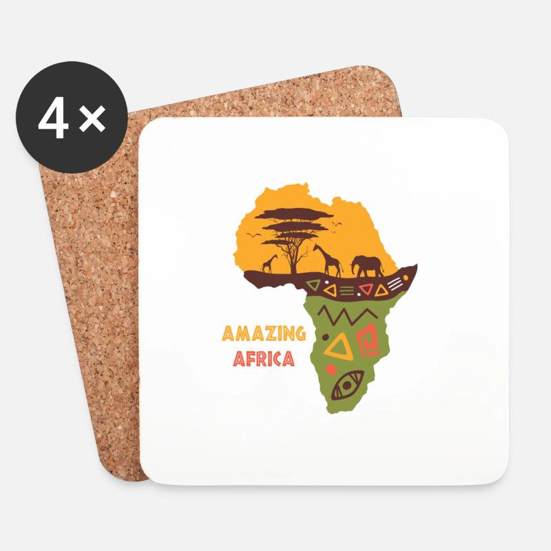 Africa - Untersetzer (4er-Set) - Weiß