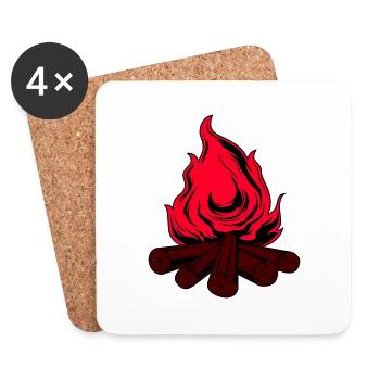 Feu de camp - Dessous de verre (lot de 4) - blanc - Devant