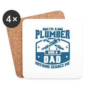 Plumber and a father Nothing scares me Klem - Coasters (set of 4) - white - Front