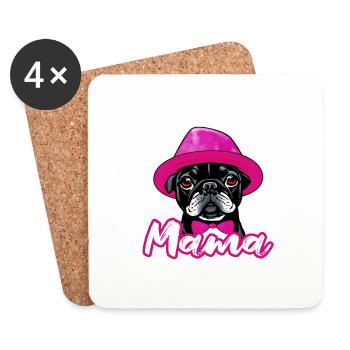 Frech Bulldog Mama, mein treuer Begleiter - Lustig - Untersetzer (4er-Set) - Weiß - Vorne