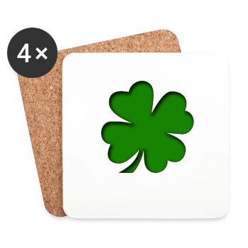 St Patricks Day - Kleeblatt - Shamrock - Untersetzer (4er-Set) - Weiß - Vorne