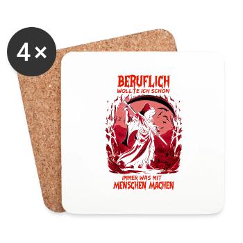 Beruflich wollte ich schon immer was mit Menschen - Untersetzer (4er-Set) - Weiß - Vorne