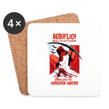 Beruflich wollte ich schon immer was mit Menschen - Untersetzer (4er-Set) - Weiß - Vorne