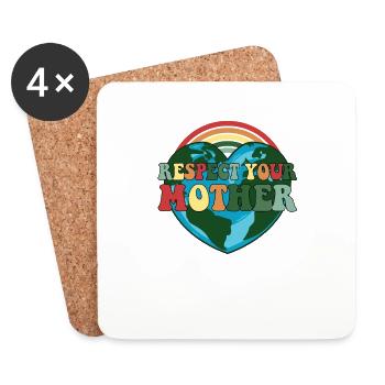 Respectez votre Heure Terre Mère Jour de la Terre - Dessous de verre (lot de 4) - blanc - Devant