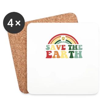 Save the Earth Protect the Planet - Earth Day - Coasters (set of 4) - white - Front
