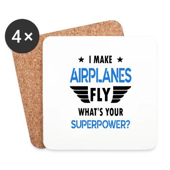Pilot I Make Airplanes Fly What's Your Superpower - Coasters (set of 4) - white - Front