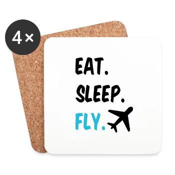 Pilot Eat Sleep And Fly Airplane - Coasters (set of 4) - white - Front