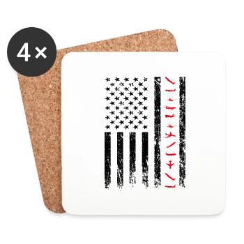 Pilot American Airplanes Flag - Coasters (set of 4) - white - Front