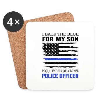 Police Officer I Back The Blue For My Son - Coasters (set of 4) - white - Front