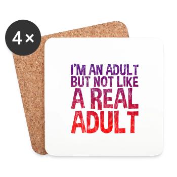Je suis un adulte mais pas comme un vrai adulte 3 - Dessous de verre (lot de 4) - blanc - Devant