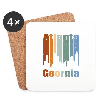 Atlanta Georgia Vintage Skyline - Untersetzer (4er-Set) - Weiß - Vorne