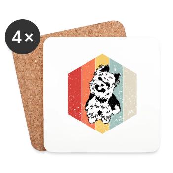 Yorkie Dog Retro Hexagon Vintage - Coasters (set of 4) - white - Front